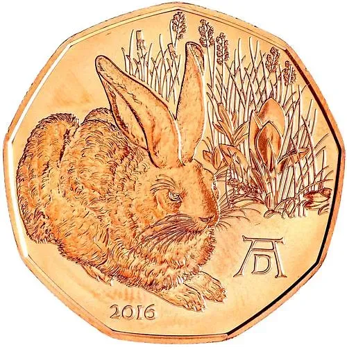 5 евро 2016, заяц [Австрия]