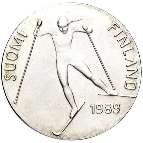 100 марок 1989, лыжи [Финляндия]