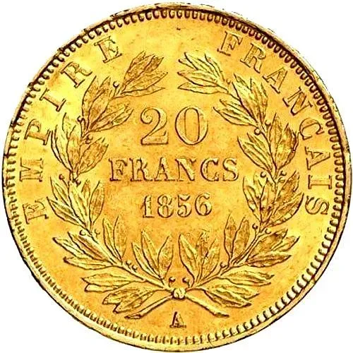 20 франков 1856, A, знак монетного двора: "A" - Париж [Франция]