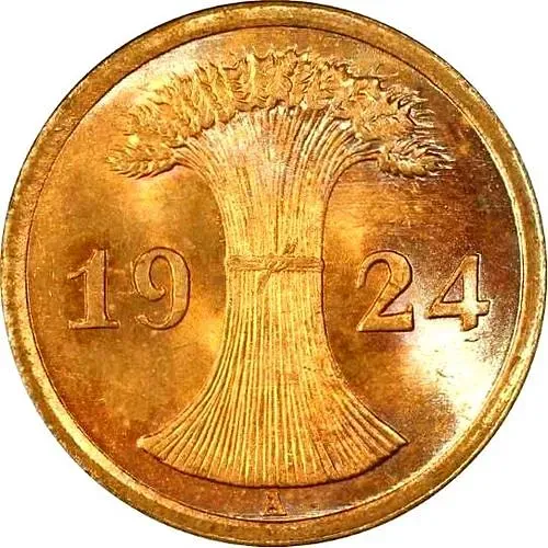 2 пфеннига 1924, A, знак монетного двора "A" — Берлин [Германия / Веймарская республика]