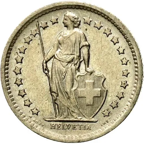 1/2 франка 1968, B, знак монетного двора [Швейцария]