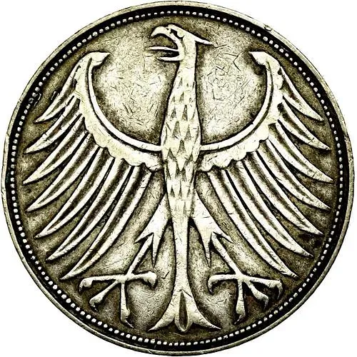 5 марок 1951, J, знак монетного двора: "J" - Гамбург [Германия / ФРГ]