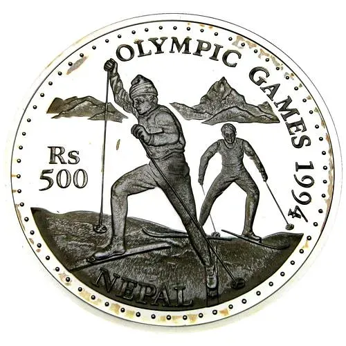 500 рупий 1993, XVII зимние Олимпийские Игры, Лиллехаммер 1993 [Непал] Proof