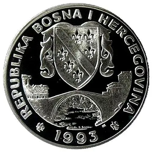 750 динаров 1993, XVII зимние Олимпийские игры 1994 в Лиллехаммере (Норвегия) - беговые лыжи [Босния и Герцеговина] Proof