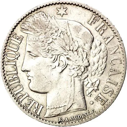 1 франк 1872, A, знак монетного двора: "A" - Париж [Франция]