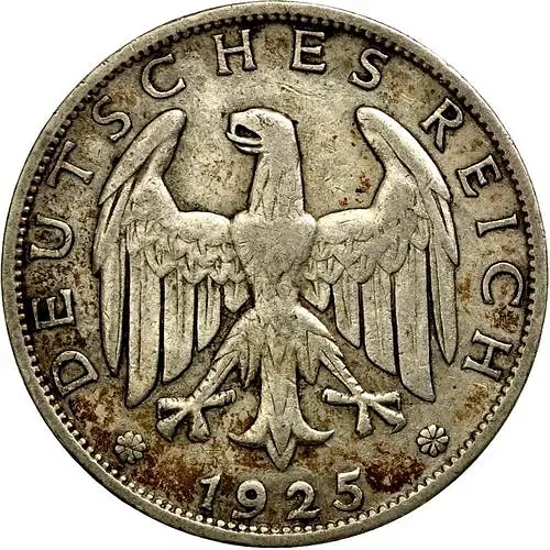 1 рейхсмарка 1925, A, знак монетного двора "A" — Берлин [Германия]