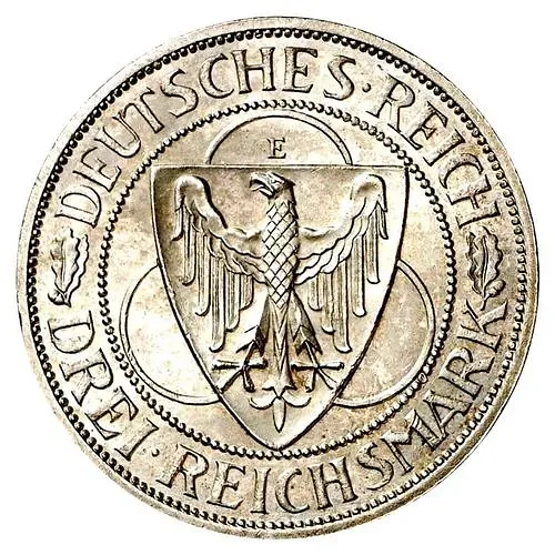 3 рейхсмарки 1930, E, Рейнланд [Германия]