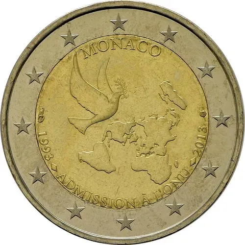 2 евро 2013, 20 лет вступления в ООН [Монако]