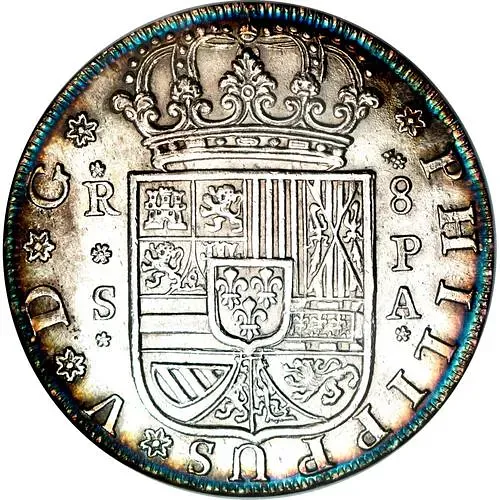 8 реалов 1731-1736, Отметка монетного двора "S" - Севилья [Испания]