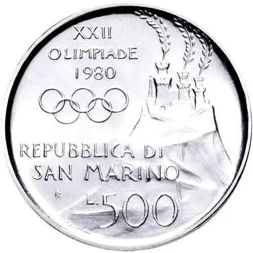500 лир 1980, XXII летние Олимпийские Игры, Москва 1980 [Сан-Марино]