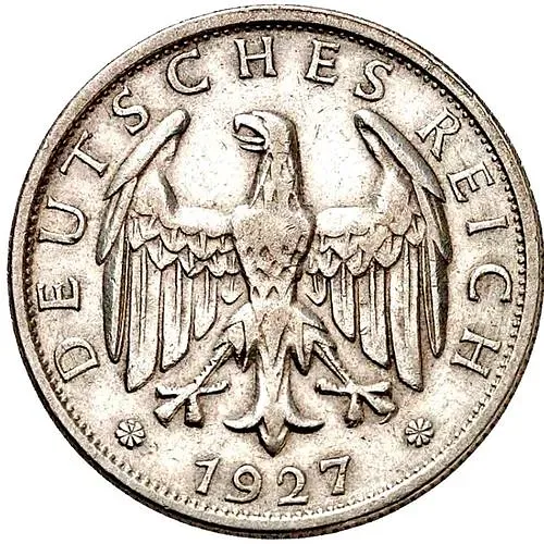 2 рейхсмарки 1927, D, знак монетного двора "D" — Мюнхен [Германия]