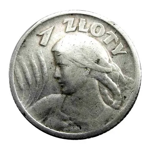 2 злотых 1924, факел и рог изобилия с боку даты. [Польша]