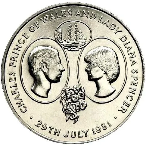 25 пенсов 1981, свадьба Чарльза и Дианы [Остров Святой Елены / Острова Святой Елены, Вознесения и Тристан-да-Кунья]