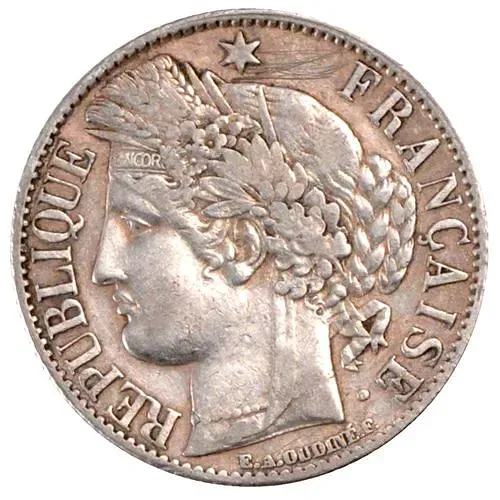 1 франк 1872, K, знак монетного двора: "K" - Бордо [Франция]