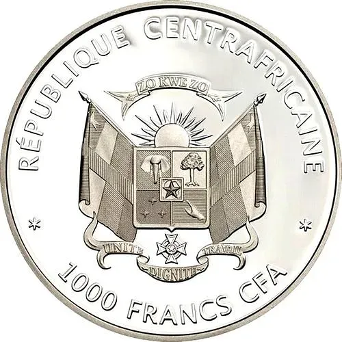 1000 Francs 2014, Butterflies of the World - Golden Forester Butterfly (Papillion exotiques) [Central African Republic (CAR)] Proof