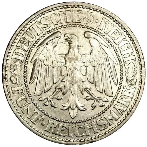 5 рейхсмарок 1931, A, знак монетного двора "A" — Берлин [Германия]