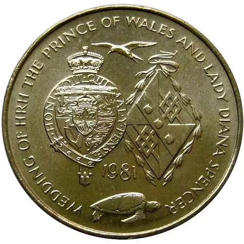 25 пенсов 1981, свадьба Чарльза и Дианы [Остров Вознесения / Острова Святой Елены, Вознесения и Тристан-да-Кунья]