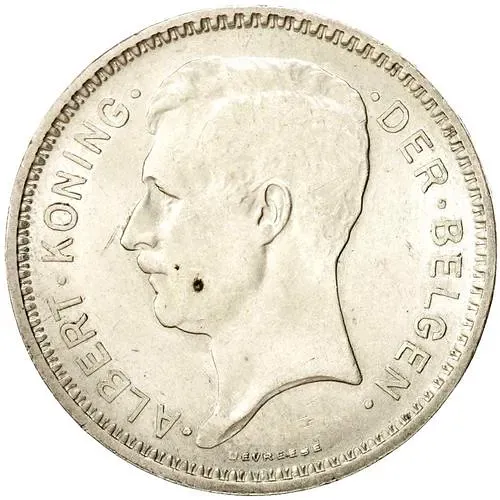 20 франков 1933, Надпись на голландском - 'ALBERT KONING DER BELGEN' [Бельгия]