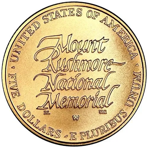 5 долларов 1991, W, гора Рашмор [США]