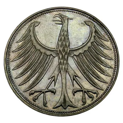 5 марок 1963, G, знак монетного двора: "G" - Карлсруэ [Германия / ФРГ]