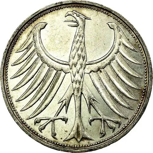 5 марок 1965, F, знак монетного двора: "F" - Штутгарт [Германия / ФРГ]