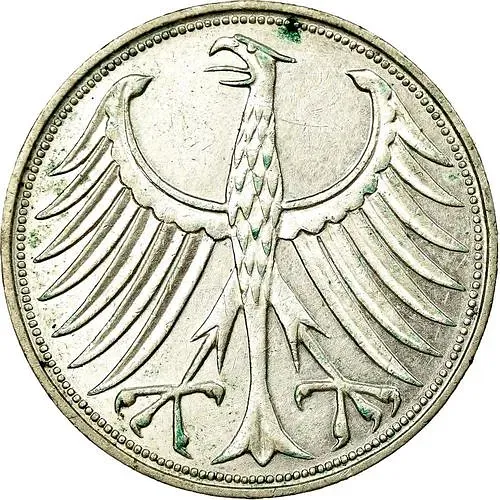 5 марок 1957, J, знак монетного двора: "J" - Гамбург [Германия / ФРГ]