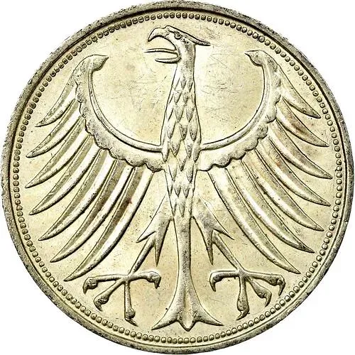 5 марок 1964, F, знак монетного двора: "F" - Штутгарт [Германия / ФРГ]