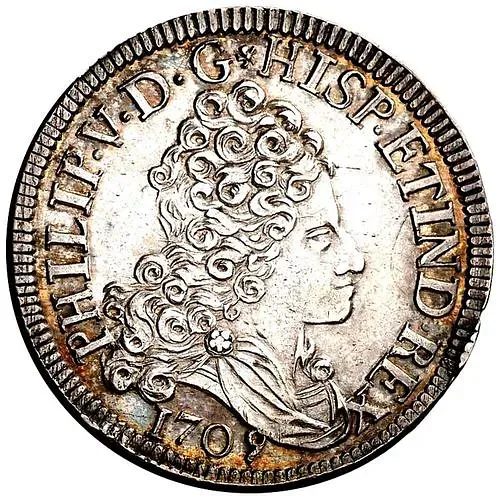 4 Reales 1709, Mint Mark "M", Small Bust [Spain]