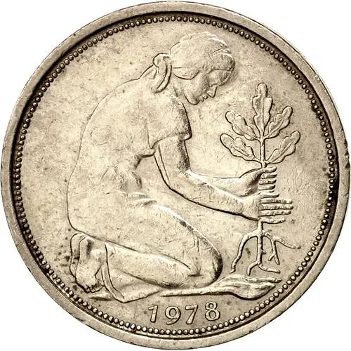 50 пфеннигов 1978, D, знак монетного двора: "D" - Мюнхен [Германия / ФРГ]