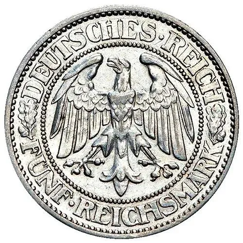 5 рейхсмарок 1932, A, знак монетного двора "A" — Берлин [Германия]