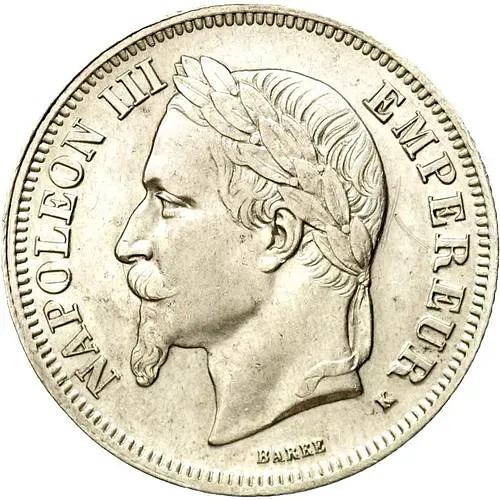 2 франка 1867, С крестом на короне [Бельгия]