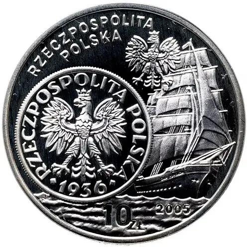 10 злотых 2005, парусное судно [Польша] Proof