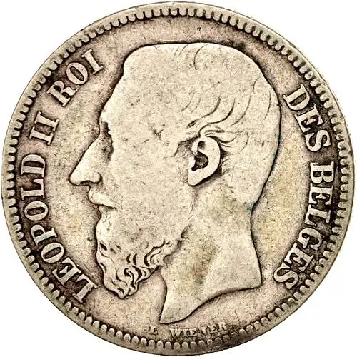 2 франка 1867, без креста на короне [Бельгия]