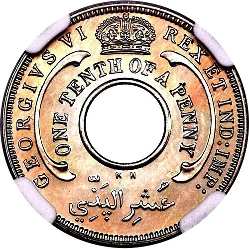 1/10 пенни 1947, KN, знак монетного двора: "KN" - Кингз Нортон Металл, Бирмингем [Британская Западная Африка]