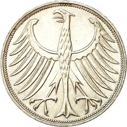 5 марок 1972, F, знак монетного двора: "F" - Штутгарт [Германия / ФРГ]