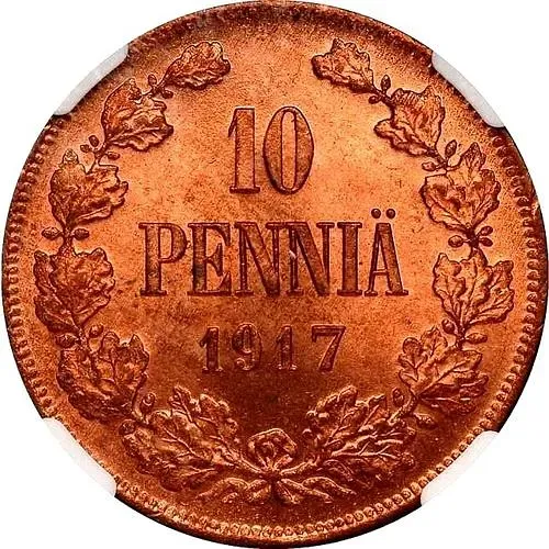10 Pennia 1917, with the Coat of Arms Eagle
