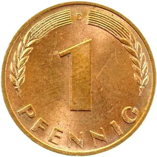 1 пфенниг 1968, D, знак монетного двора: "D" - Мюнхен [Германия / ФРГ]