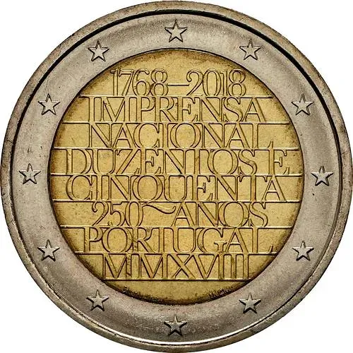 2 евро 2018, 250 лет типографии [Португалия]