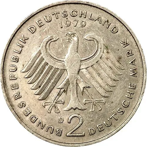 2 Marks 1979, D, Kurt Schumacher, 30 Years of the Federal Republic (1949-1979) [Germany / FRG]
