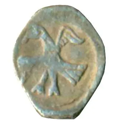 полушка Ивана IV Васильевича Грозного 1533-1547, птица/русская легенда [Псков]