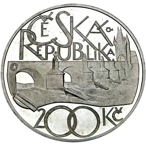 200 крон 2007, 650 лет Карлову мосту [Чехия] Proof