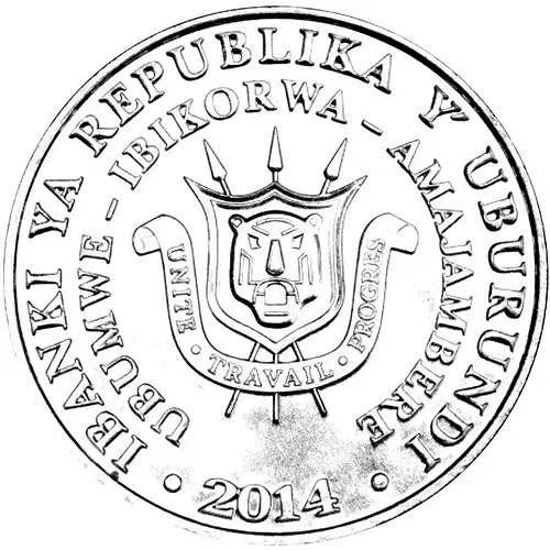 5 франков 2014, цапля [Бурунди]