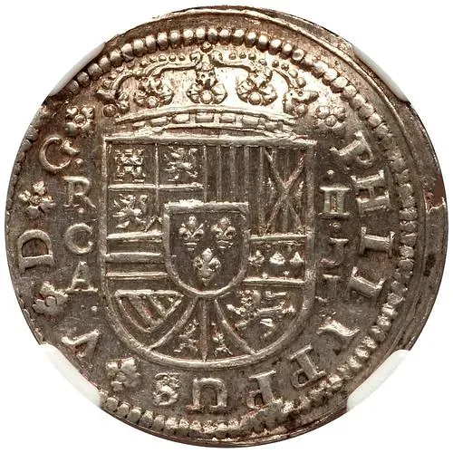 2 реала 1717-1726, Отметка монетного двора "СА" - Куэнка [Испания]