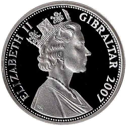 5 фунтов 2007, 60 лет свадьбе Королевы Елизаветы II и Принца Филиппа /Вестминстерское аббатство/ [Гибралтар]