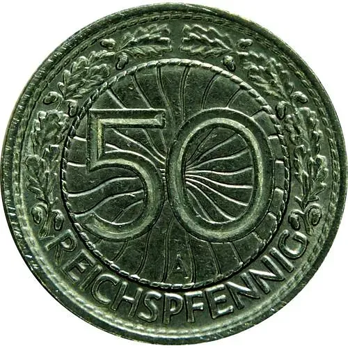50 рейхспфеннигов 1928, A, знак монетного двора "A" — Берлин [Германия / Веймарская республика]