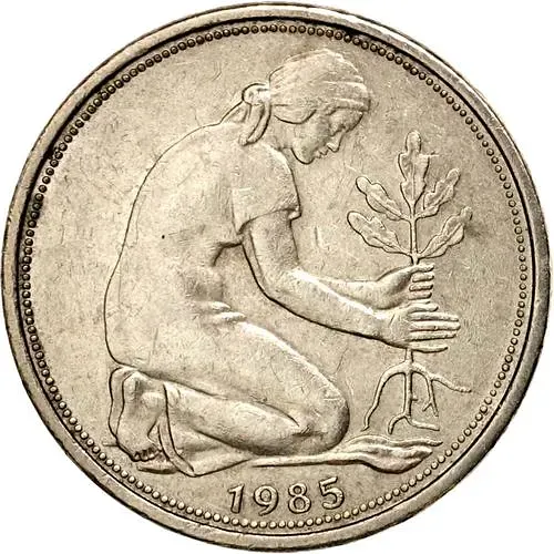 50 пфеннигов 1985, F, знак монетного двора: "F" - Штутгарт [Германия / ФРГ]