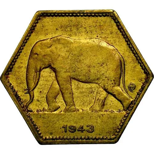 2 франка 1943 [Демократическая Республика Конго / Бельгийское Конго]