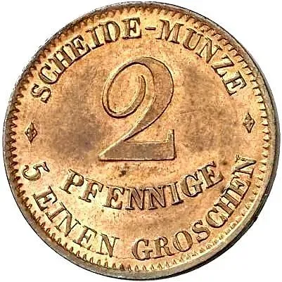 2 пфеннига 1851, F, Саксен-Кобург-Гота [Германия]