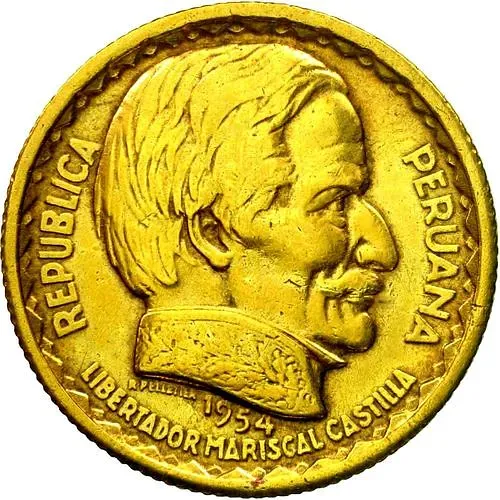 20 Centavos 1954, 100 Years of the Liberal Revolution, Ramon Castilla [Peru]