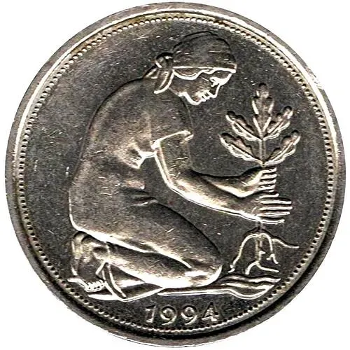 50 пфеннигов 1994, G, знак монетного двора "G" - Карлсруэ [Германия]